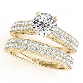 2 ctw Certified VS/SI Diamond 2pc Wedding Set Antique 14k Yellow Gold (1 of 3)
