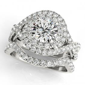 2.01 ctw Certified VS/SI Diamond 2pc Wedding Set Halo 14k White Gold (1 of 3)