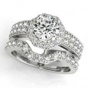 1.69 ctw Certified VS/SI Diamond 2pc Wedding Set Halo 14k White Gold (1 of 3)