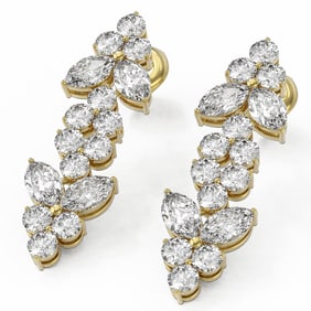 4 ctw Marquise Cut Diamond Designer Earrings 18K Yellow Gold