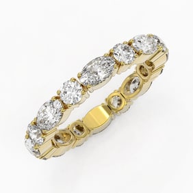 3.12 ctw Oval Cut Diamond Eternity Ring 18K Yellow Gold