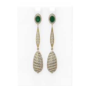 6.68 ctw Emerald & Diamond Earrings 18K Yellow Gold