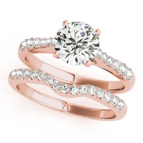 1.48 ctw Certified VS/SI Diamond 2pc Wedding Set 14k Rose Gold
