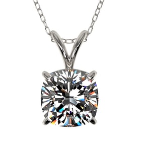 1.25 ctw Certified VS/SI Quality Cushion Diamond Necklace 10k White Gold
