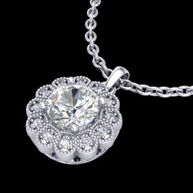 1.15 ctw VS/SI Diamond Solitaire Art Deco Stud Necklace 18k White Gold