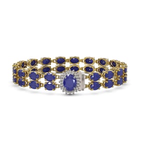 30.12 ctw Sapphire & Diamond Bracelet 14K Yellow Gold