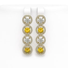 6.18 ctw Canary & Diamond Micro Pave Earrings 18K Yellow Gold