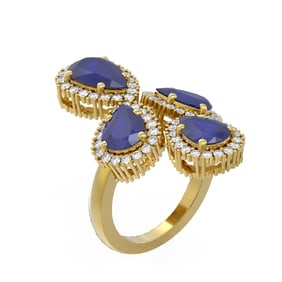 9.57 ctw Sapphire & Diamond Ring 18K Yellow Gold