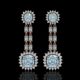 19.64 ctw Sky Topaz & Diamond Earrings 14K Rose Gold