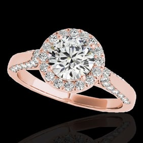 2.15 ctw Certified Diamond Solitaire Halo Ring 10k Rose Gold