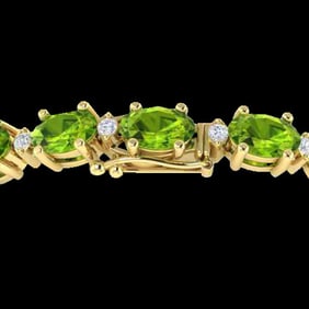 19.7 ctw Peridot & VS/SI Diamond Eternity Bracelet 10k Yellow Gold