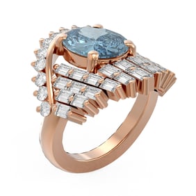 8.68 ctw Blue Topaz & Diamond Ring 18K Rose Gold