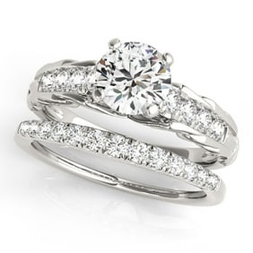 1.04 ctw Certified VS/SI Diamond 2pc Wedding Set 14k White Gold