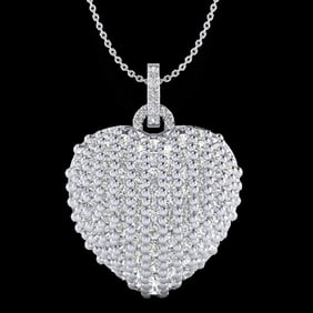 3 ctw Micro Pave VS/SI Diamond Designer Heart Necklace 18k White Gold
