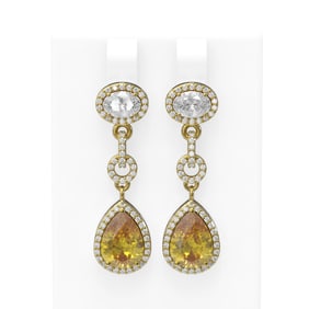 7.22 ctw Canary Citrine & Diamond Earrings 18K Yellow Gold