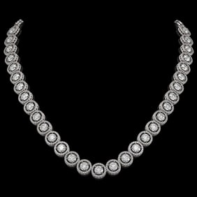 30.78 ctw Diamond Micro Pave Necklace 18K White Gold