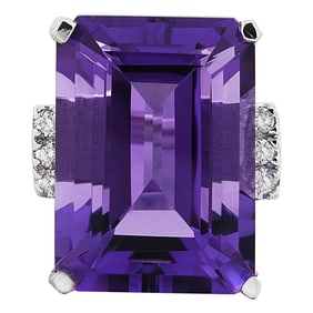 Amethyst Diamond Ring in 14 Karat