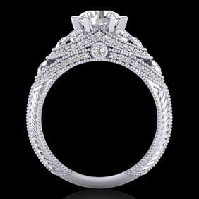 2 ctw VS/SI Diamond Solitaire Art Deco Ring 18k White Gold