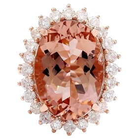 Morganite Diamond Ring 14K Rose Gold