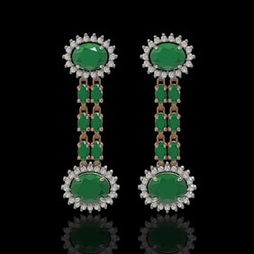 10.23 ctw Emerald & Diamond Earrings 14K Rose Gold
