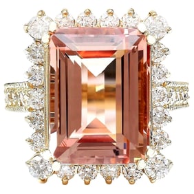 Dazzling Natural Morganite Diamond Ring In