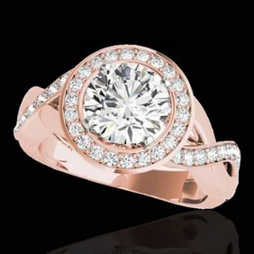 2 ctw Certified Diamond Solitaire Halo Ring 10k Rose Gold
