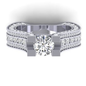 4.5 ctw Certified VS/SI Diamond Art Deco Micro Ring 14k White Gold