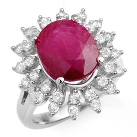 7.21 ctw Ruby & Diamond Ring 18k White Gold