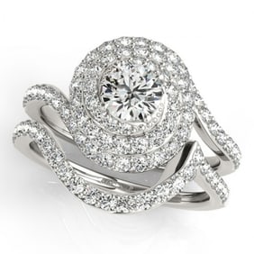 1.88 ctw Certified VS/SI Diamond 2pc Wedding Set Halo 14k White Gold