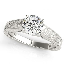 Natural 0.75 ctw Diamond Solitaire Ring 14k White Gold