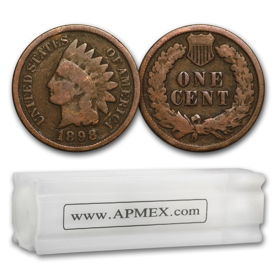 1864-1909 Indian Head Cents (50count Rolls): 1864-1909 Indian Head Cents (50count Rolls) Average Circulated SKU no: RBJ149687;Year: Random;Grade: Average Circulated;Grade Service: None;Denomination: $0.01;Mint Mark: P - Philadelphia (Not Shown);