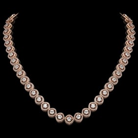 18.43 ctw Cushion Cut Diamond Micro Pave Necklace 18K Rose Gold