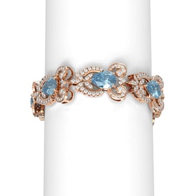 24.65 ctw Blue Topaz & Diamond Bracelet 18K Rose Gold