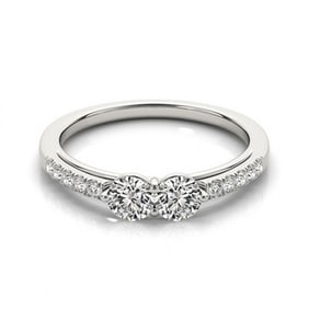 Natural 0.85 ctw Diamond 2 Stone 2 Stone Ring 14k White Gold
