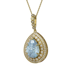 17.62 ctw Sky Topaz & Diamond Victorian Necklace 14K Yellow Gold