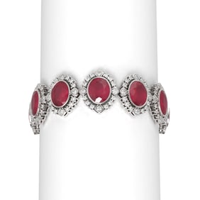 50.03 ctw Ruby & Diamond Bracelet 18K White Gold