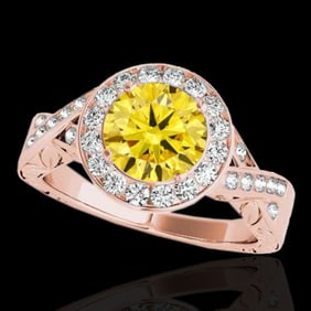 1.75 ctw Certified SI/I Fancy Intense Yellow Diamond Ring 10k Rose Gold