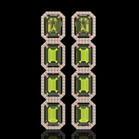 19.44 ctw Tourmaline & Diamond Micro Pave Halo Earrings 10k Rose Gold