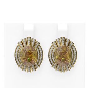 13.37 ctw Canary Citrine & Diamond Earrings 18K Yellow Gold