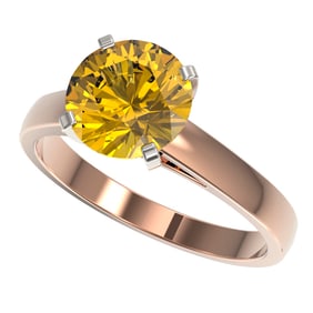 2.50 ctw Certified Intense Yellow Diamond Solitaire Ring 10k Rose Gold