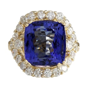 Tanzanite Diamond Ring 14K Yellow Gold