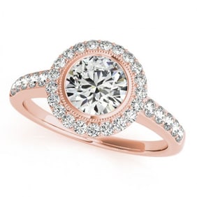 1.5 ctw Certified VS/SI Diamond Halo Ring 18k Rose Gold