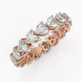4.42 ctw Heart Diamond Designer Eternity Ring 18K Rose Gold