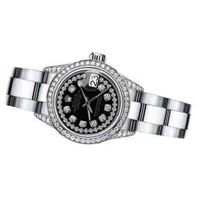 Rolex Black String Datejust Stainless Steel