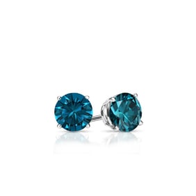 Natural 0.25 CTW Blue Diamond Stud Earrings 18K White Gold