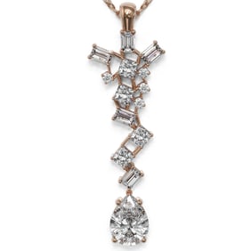 2.2 ctw Pear Cut Diamond Designer Necklace 18K Rose Gold
