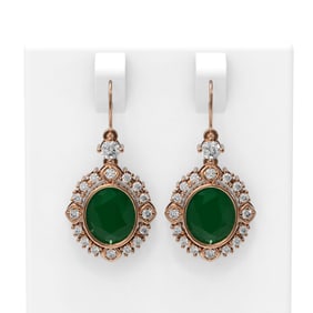 9.52 ctw Emerald & Diamond Earrings 18K Rose Gold