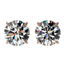 1.94 ctw Certified Quality Diamond Stud Earrings 10k Rose Gold
