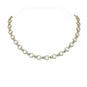 17.4 ctw Aquamarine & Diamond Necklace 18K Yellow Gold
