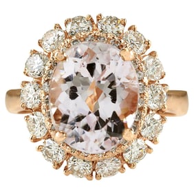 Morganite Diamond Ring 14K Rose Gold